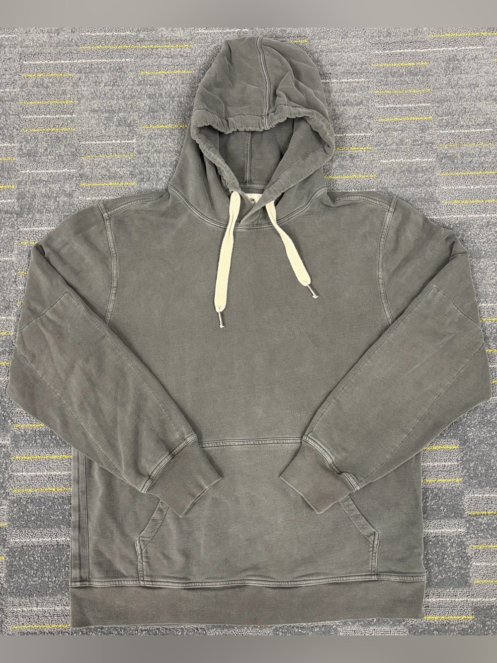 Buck Mason Mens Large Brushed French Terry Hoodie Charcoal Grey BM15013.209